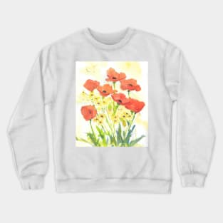 Orange Poppies and Yellow Daisies Watercolor Crewneck Sweatshirt